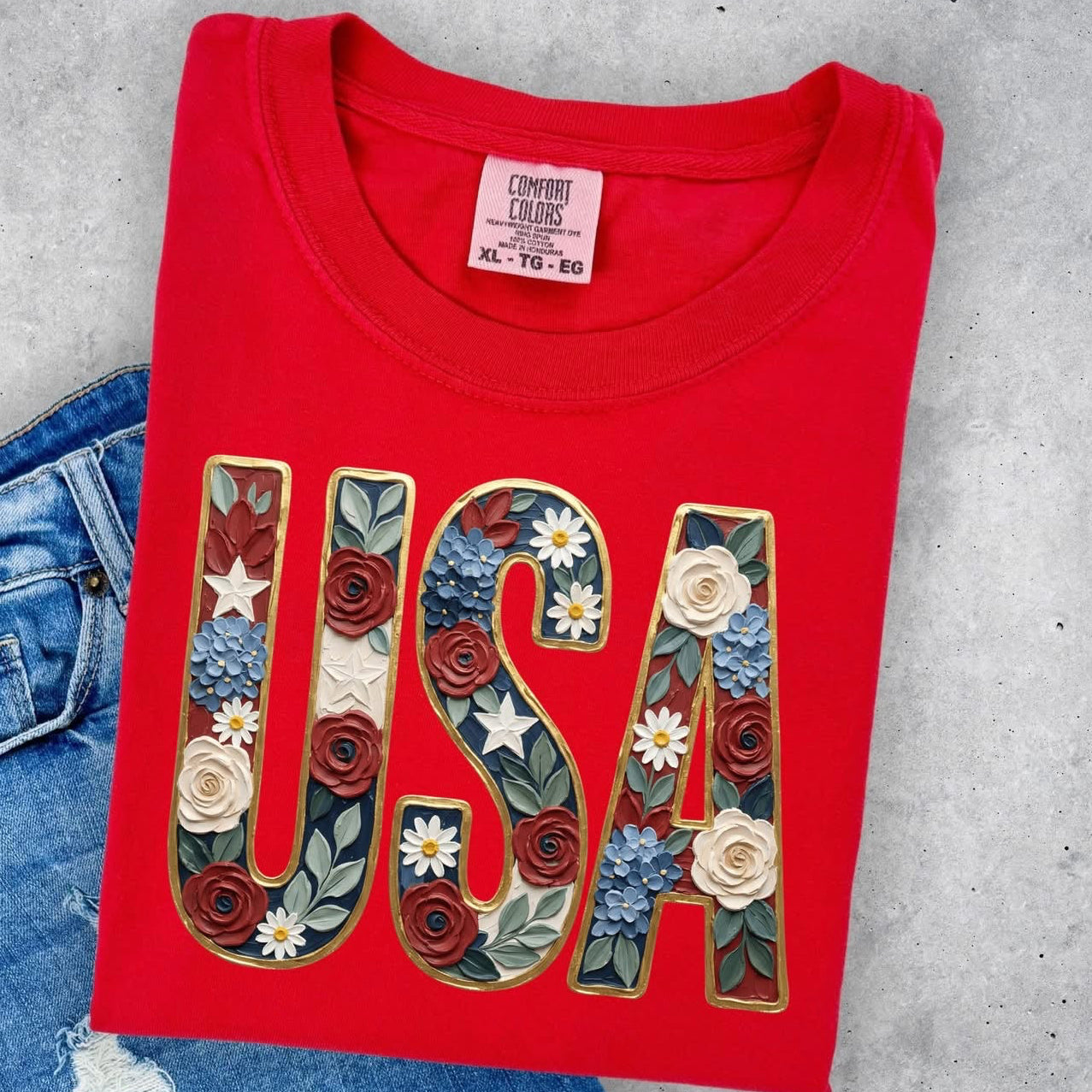 Floral USA Tee
