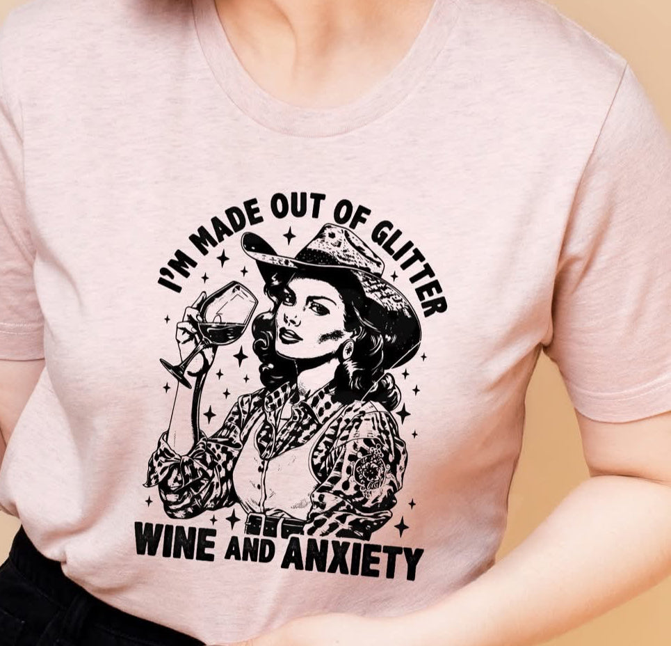 Glitter Wine and Anxiety Tee