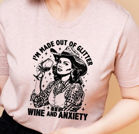 Glitter Wine and Anxiety Hooded Sweatshirt